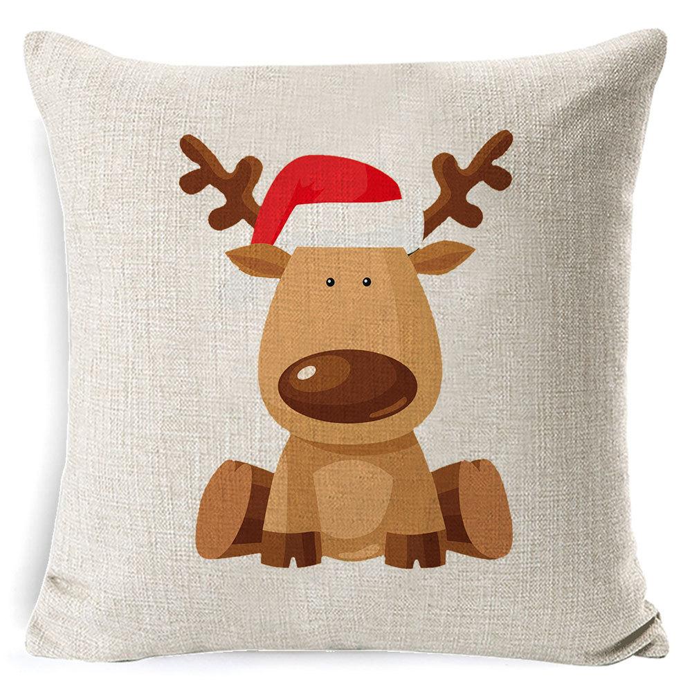 Christmas red and white elk snowflake Christmas tree linen pillow cushion cover home pillow cover European style