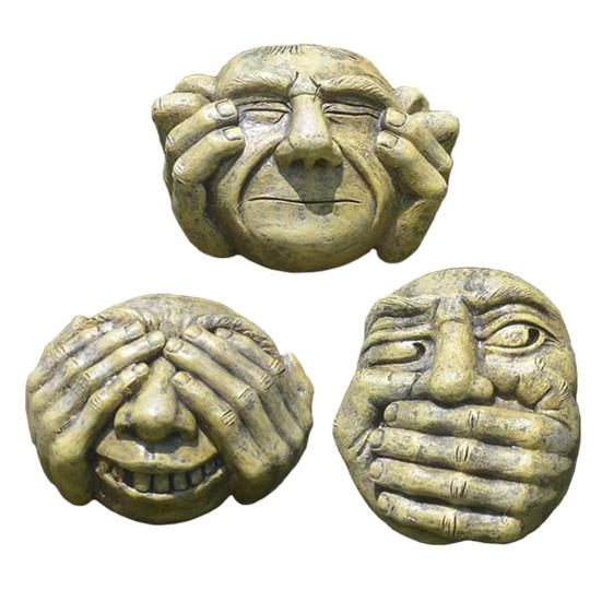 Funny Tree Face Outdoor No Hear No See No Speak Face Statue Garden Tree Hugger Yard Art Decorations for Home Wall Fences Door