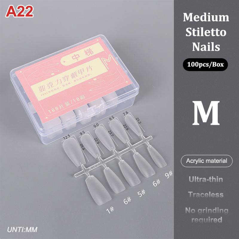 100Pcs/Box Matte Fake Nails No Polishing Press On False Nails Medium Short Design High Matt Soft Gel Nail Tips For Extension