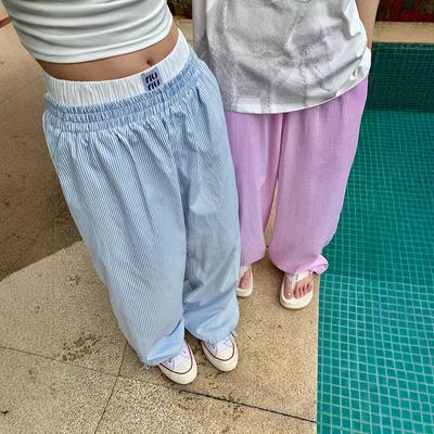 Nep Tweedelig Gestreept Broekpak voor Mannen en Vrouwen Zomer Nieuw Casual Wijde Pijp Slim Rechte Pijp Broeken