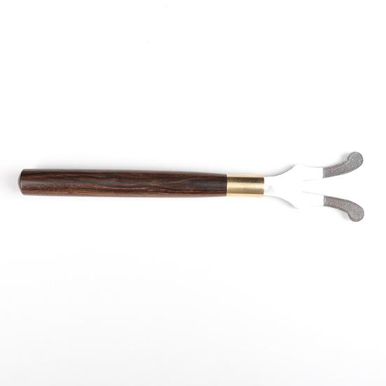 Teapot Lid Clip Heat Insulation Cast Iron Tea Kettle Cover Fork with Wooden Handle Teaware for Living Room