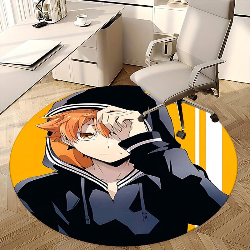 1pc Anime Design Round Carpet - Office Chair Mat for Dazai Soujyōji Fans | Non-Slip Rug Suitable for Home Decor