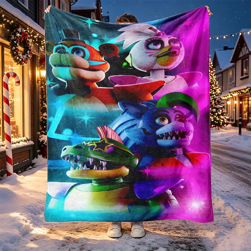 Five Nights At Freddy's Pattern Blanket for Home Decoration, Bed, Sofa, Car Travel, Camping, Suitable for All Seasons, Birthday Christmas Gift