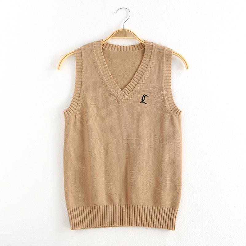 JK Strickweste Damen College-Stil Strickpulloverweste Herbst- und Wintersaison