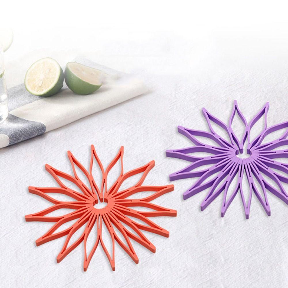 2pcs Foldable Silicone Coaster Non-slip Flexible Cup Mat Space-saving High Temperature Resistant Pot Handle Cover Bowl