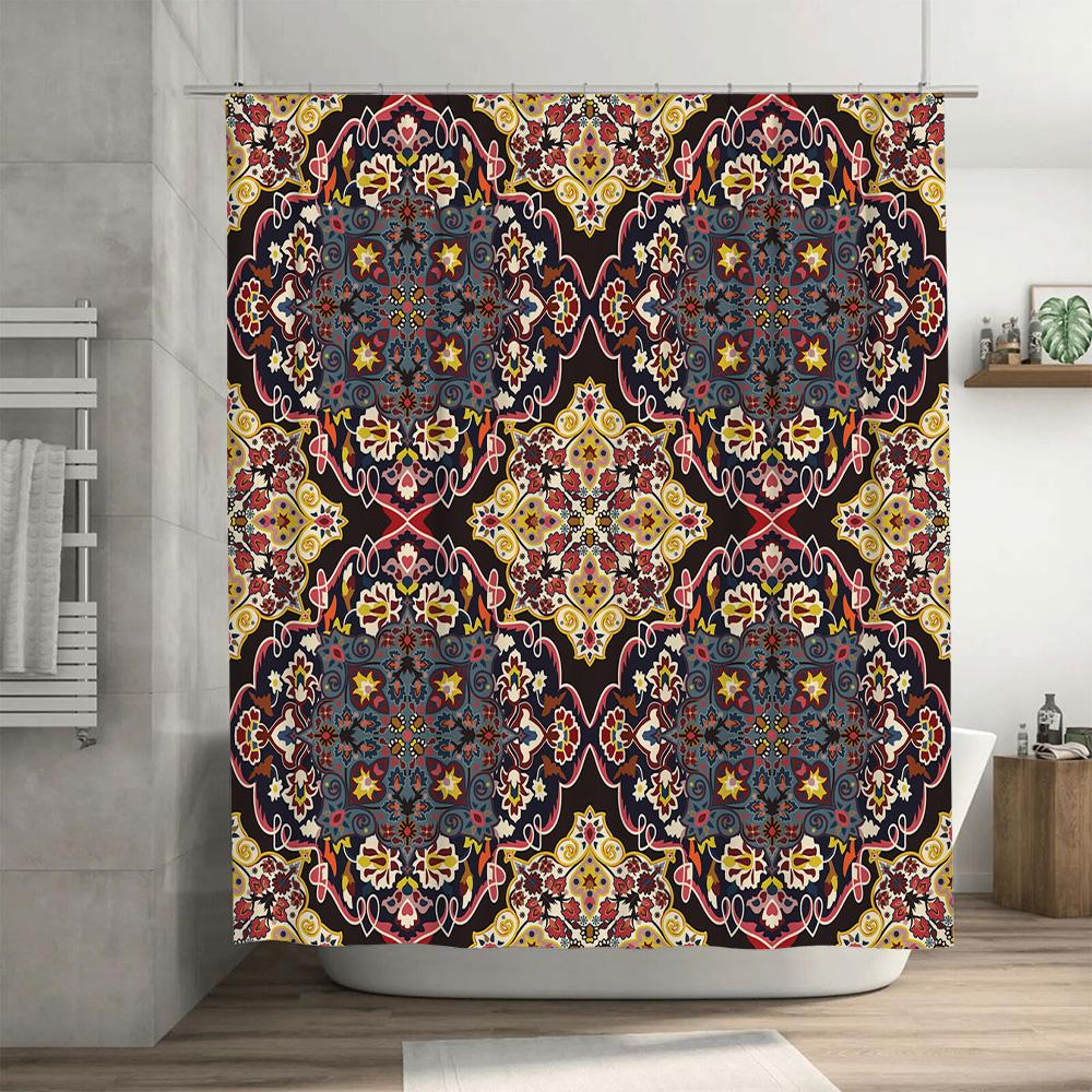 Piękna zasłona prysznicowa w stylu boho z wzorami kwiatowymi do dekoracji łazienki Dostępna w różnych rozmiarach na