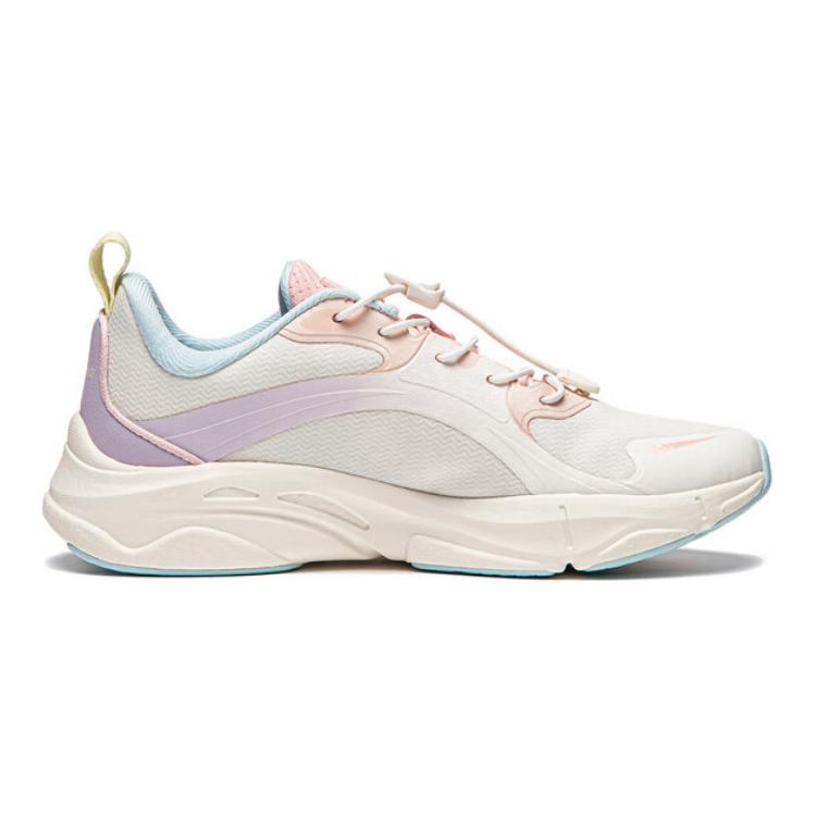 Li Ning Kids Puff V2 Soft Comfortable Durable Breathable Low Top Casual Shoes Kids Casual Shoes White Pink Purple YKCU106-2