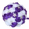 European & American Elegant Ribbon Flower Bridal Bouquet – Beaded Five-Flower Design