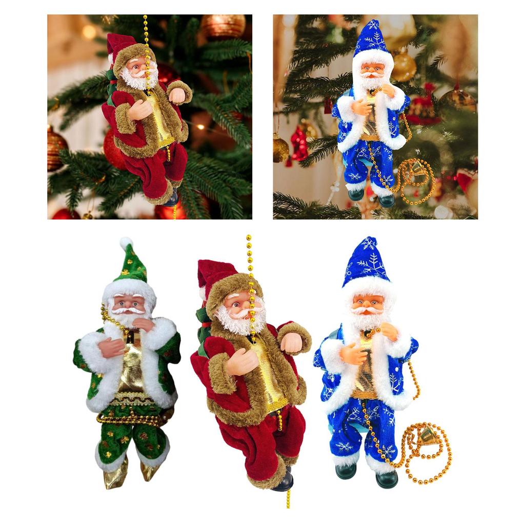 Elektrischer kletternder Weihnachtsmann Cartoon Plüschtier Ornament Weihnachtsdekoration für Weihnachtsbaum Kamin Heimdekoration