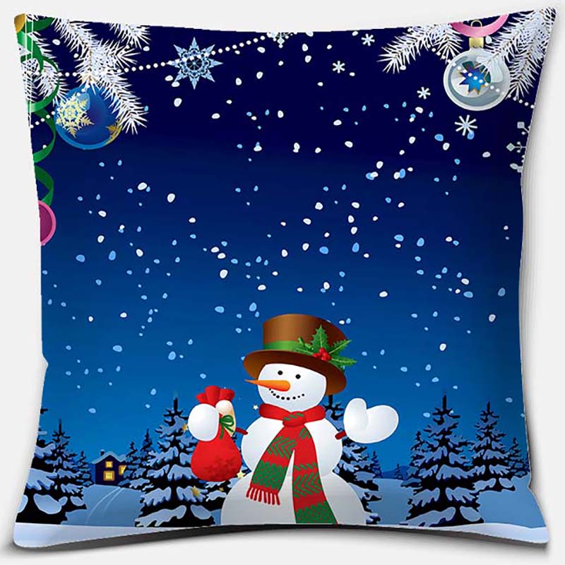 Blauer Weihnachtsstrauß Druckserie Muster Kissenbezug Quadratischer Kissenbezug Home Office Dekoration Kissenbezug