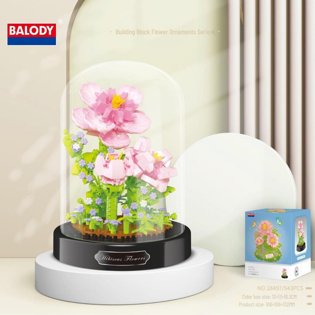 Belle Di Hibiscus Lily Kvetinový Kockový Skladač Stavebný Blok Hračka Darček