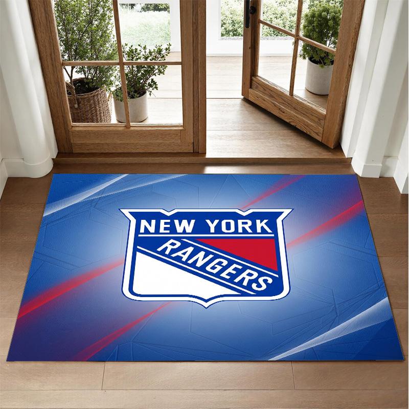 New York Rangers Design Crystal Velvet Rug Soft Decorative Mat for Bedroom Entrance