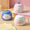 Niedliche Heilkeramiktasse für Haushalts-Trinkwasser Cartoon Kreatives Geschenk Kindertasse Mädchen Paar mit Deckel Tasse