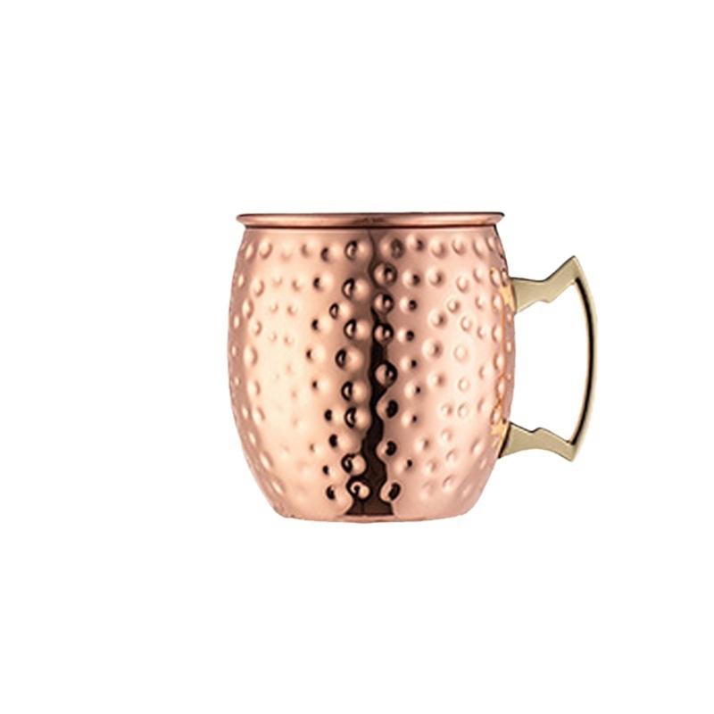 Moscow Mules Glass Stainless Steel Coppers-Plated Hammer Point Beer Glass European American Bar Cocktails Glass Drum Cup