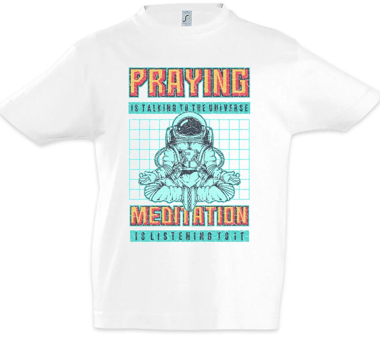 Praying Versus Meditation Kids Boys kids boys T-Shirt Astronaut Yoga Praying Space 100