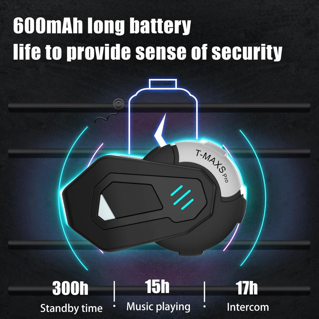 FreedConn T-Max Pro Earphones, Helmet Speaker, Strong Compatibility, Bluetooth 5.0, Headset, Siri/S-voice Command for