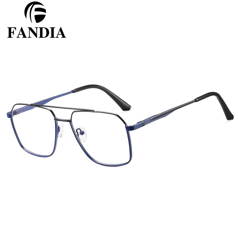 Men's Trendy Double Bridge Eyeglass Frames – European & American Style, Face Slimming, Prescription Ready