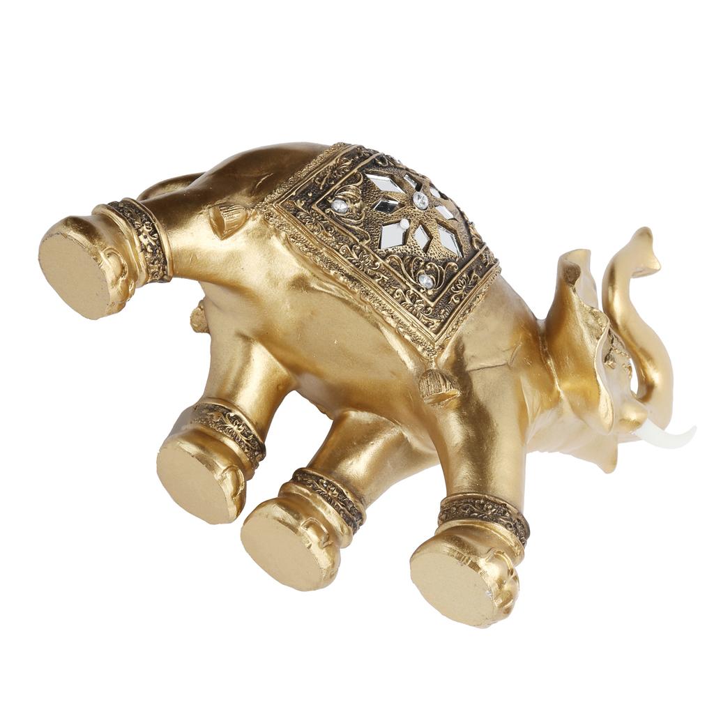 Gyllene Elefant Staty Figur Skulptur Dekoration Hem Bar Kontor Hantverk Dekor Gåva