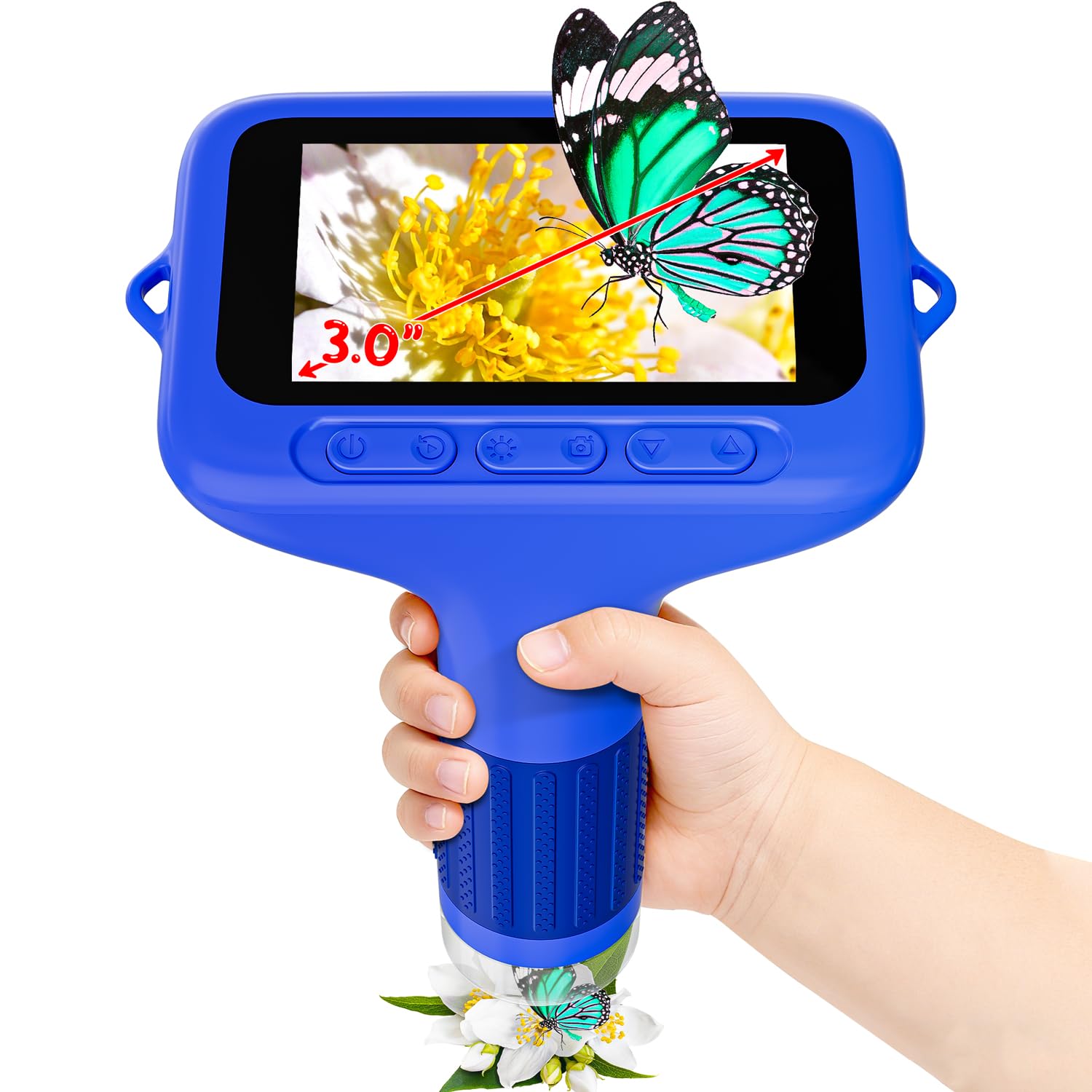 

SKYBASIC Children s Digital Microscope 3-Inch IPS Screen 1000x Zoom USB Handheld Portable Educational Toy for Kids Blue