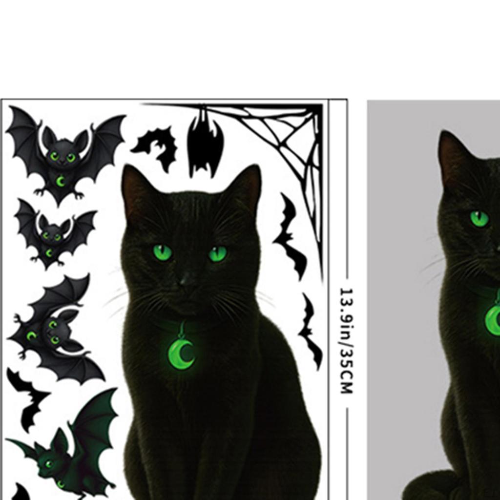 4 Pieces Halloween Window Stickers, Clings, Waterproof Black Cat Decoration
