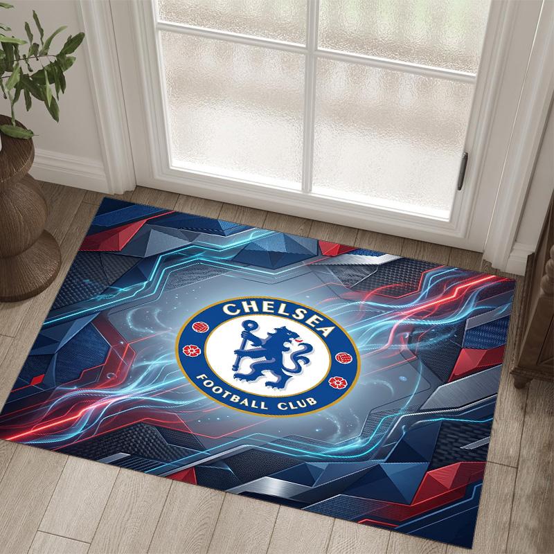 Chelsea FC Design Crystal Velvet Carpet Cozy Non?Slip Printed Rug For Bedroom Living Room Entrance