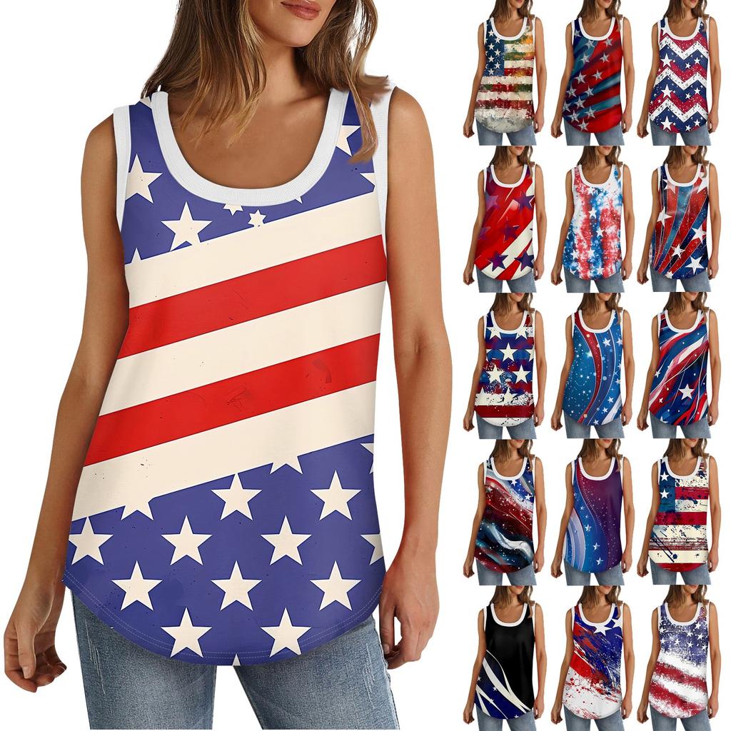 Débardeur pour femmes, col en U, basique, décontracté, fluide, sans manches, coupe latérale profonde, imprimé, hauts pour femmes