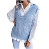 College Casual Loose Knit Vest Fashion Women's Hollow V-neck Sweater