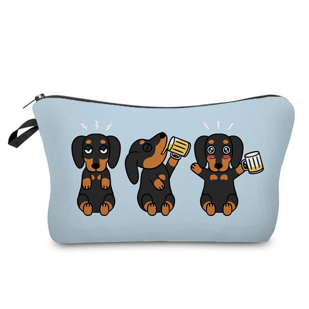 Women Dog Print Cosmetic Bag Toiletries Organize Travel Storage Case 6357 CLE