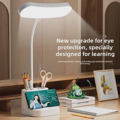Lámpara de escritorio recargable con portalápices para proteger los ojos: perfecta para residencias de estudiantes, áreas de estudio y dormitorios.