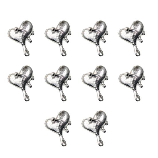 

Yousheng 10 шт./компл., разноцветные блестящие мини-3D металлические украшения для ногтей своими руками, плавящиеся украшения в форме сердца для маникюрного салона серебряный