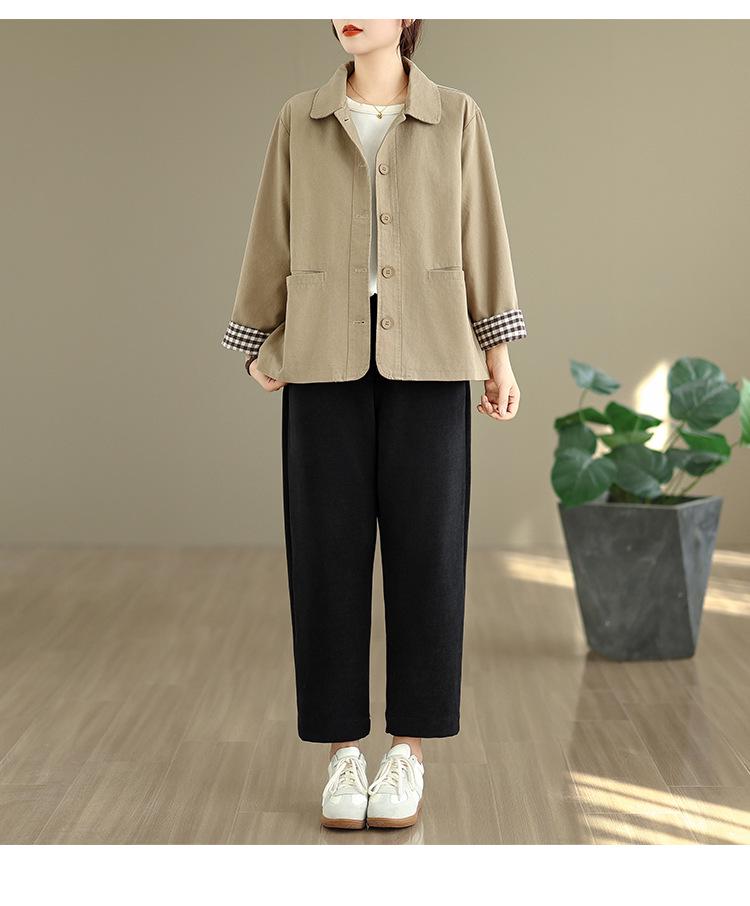 Plus Size Spring/Autumn Loose Casual Jacket for Middle-Aged Women