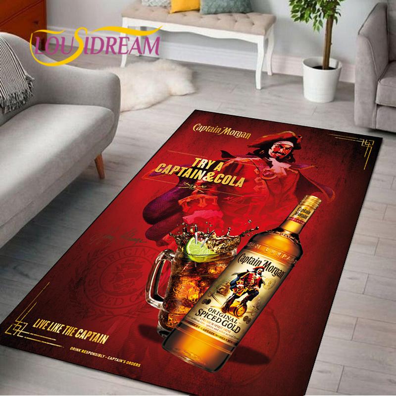 Captain Morgan Musterteppich für Schlafzimmer Wohnzimmer Teppich für Küchenbodenmatten Heimdekor Kinder Rutschfeste Bodenmatte Teppich Alfombra