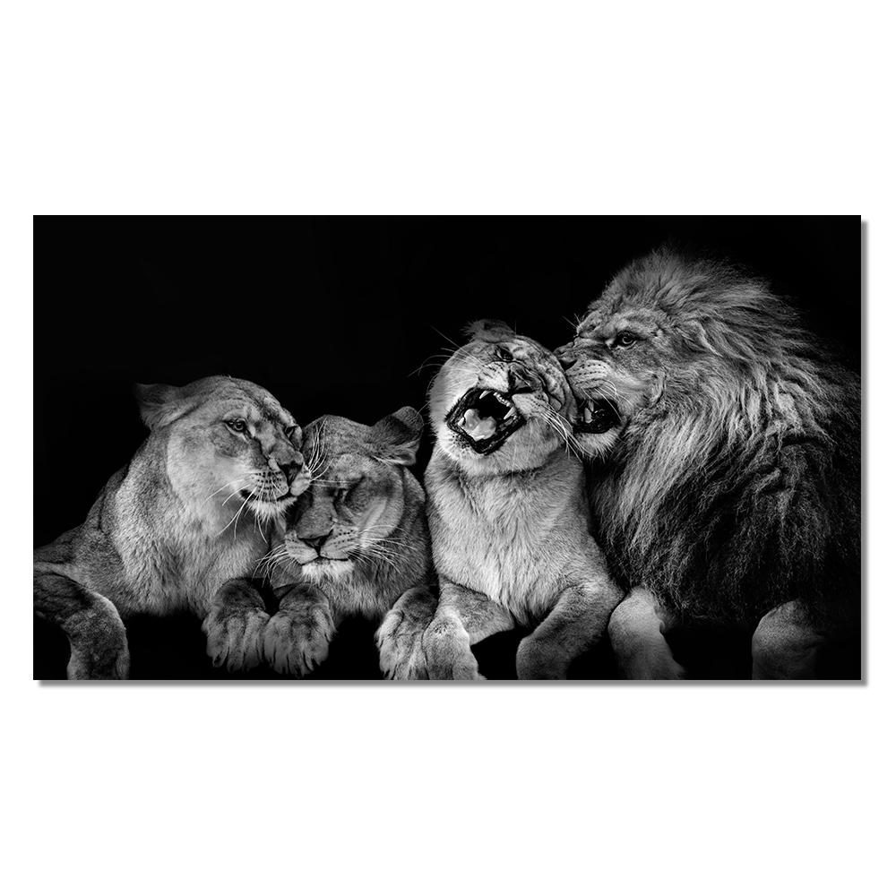

Лев черно-белый художественный декор для гостиной, постер, фон, настенная живопись, HD печать на холсте, холст, живопись 50x100cm