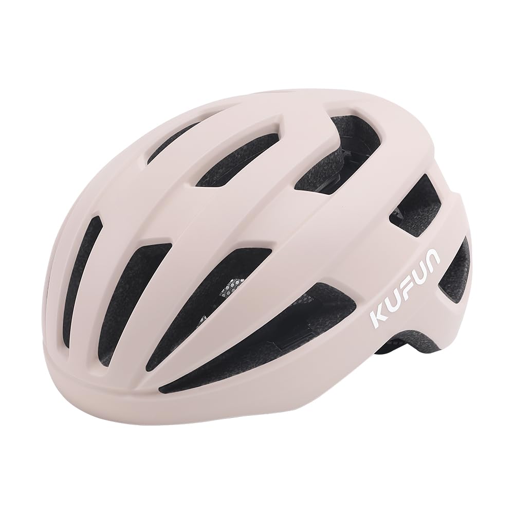 

KUFUN Bicycle Adjustable for and Road Bikes Tea Size L Helmet, Dial, Lightweight, Adults, Women, Juniors, Men, (Milk Color, (58-62cm))