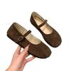 Flat-bottomed suede Mary Jane single shoes women's new spring and autumn retro shallow mouth French gentle evening shoes