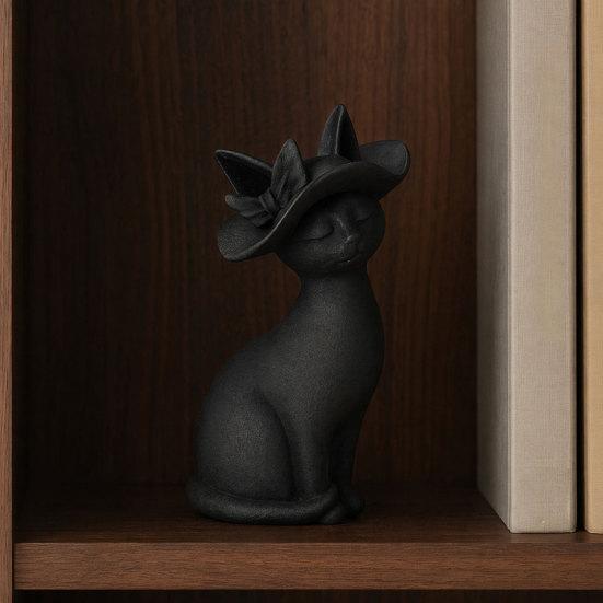 3D Printed Cat Figurine Minimalist Modern Elegant Cat Sculpture Small Collectible Animal Statue