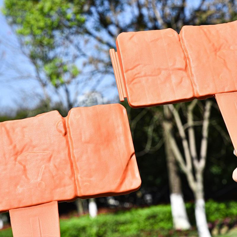 Garden Edging Border Gardening Lawn Fence Plastic Cobblestone Effect Lawn Trimming 4 Pcs of Foldable Stitching Grey Orange