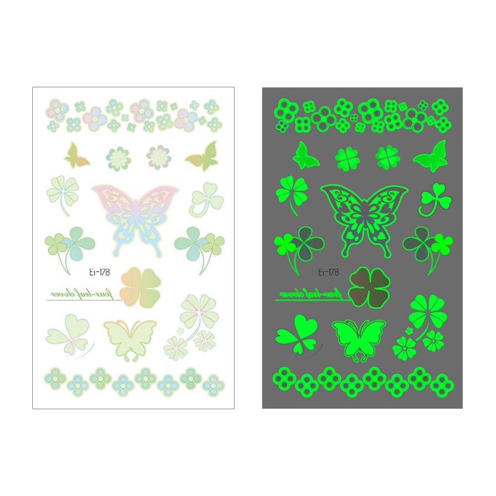 Luminous St. Patrick s Four-Leaf Clover Tattoo Sticker 120*75mm