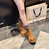 7Cm height-increasing short boots women's thick heel high heel 2025 spring and autumn new versatile Maillard leather Martin boots