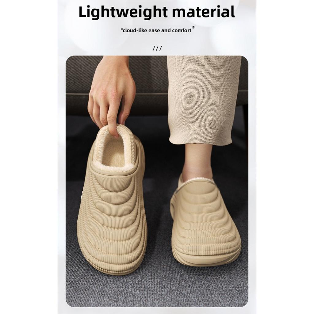 Wasserdichte EVA-Tasche mit Baumwollpantoffeln für Herren im Herbst und Winter, Rutschfeste Dicksohlige Haus- und Innenschuhe mit Plüsch-Baumwollschuhen