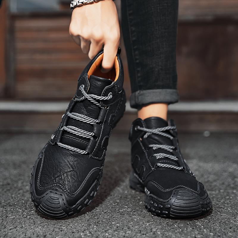 Autumn Winter Plus Velvet Warm Handmade Mens Boots Comfortable Ankle Casual Moccasins Shoes Size 38 48