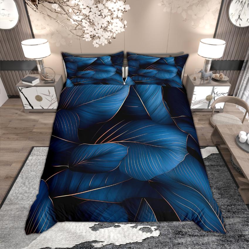 Homewish Green Palm Tree Duvet Cover Set Tropical Leaves Bedding Set Botanical Plant Quilt Cover Set