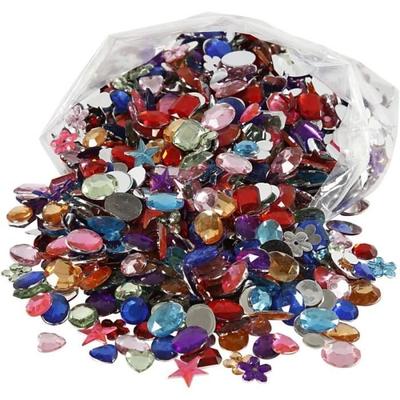 Assortment of Multicolored Rhinestones - 1600 Pcs - Round and Drop Shapes - Light Colors - Flat Back