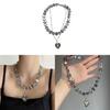 Waterdrop Crystal Beaded Necklace For Women Handmade Heart Pendant Double Layer Jewelry