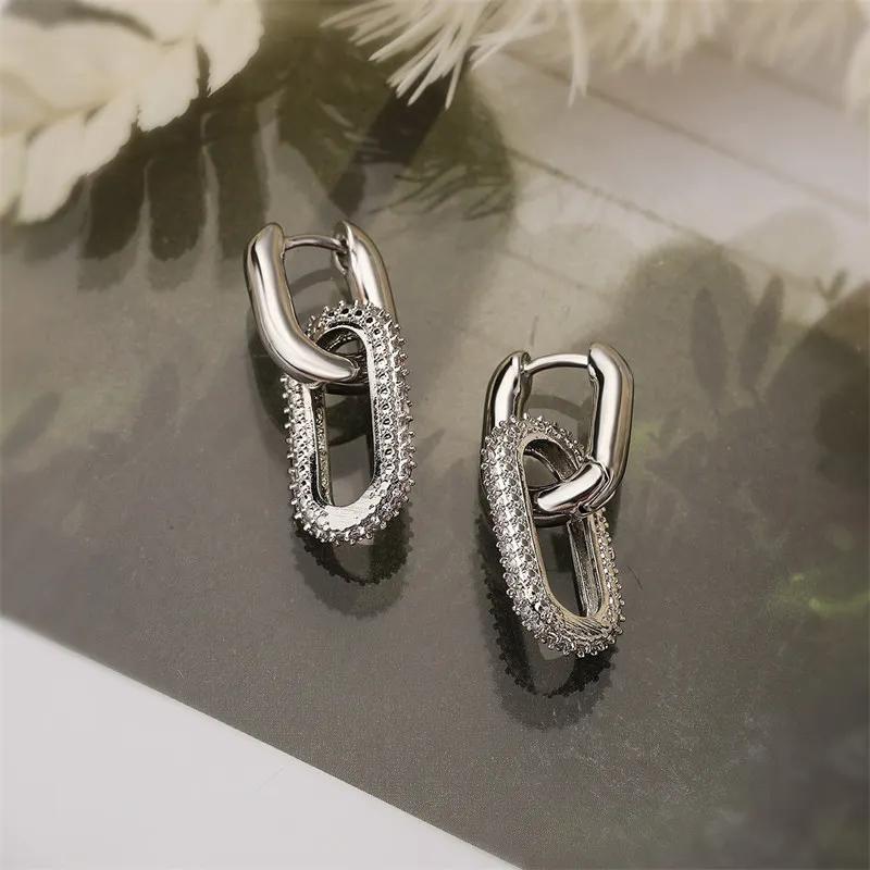 Stainless Steel Fashion Gold Color Geometric Square Hoop Earrings For Women Huggie Punk Hip-Hop Metal Round Circle Party Jewelry