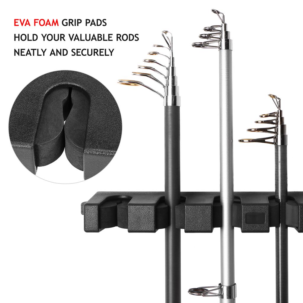 Fiskspöställ för 6 tunna fiskespön Väggmonterad fiskespö Stativhållare
