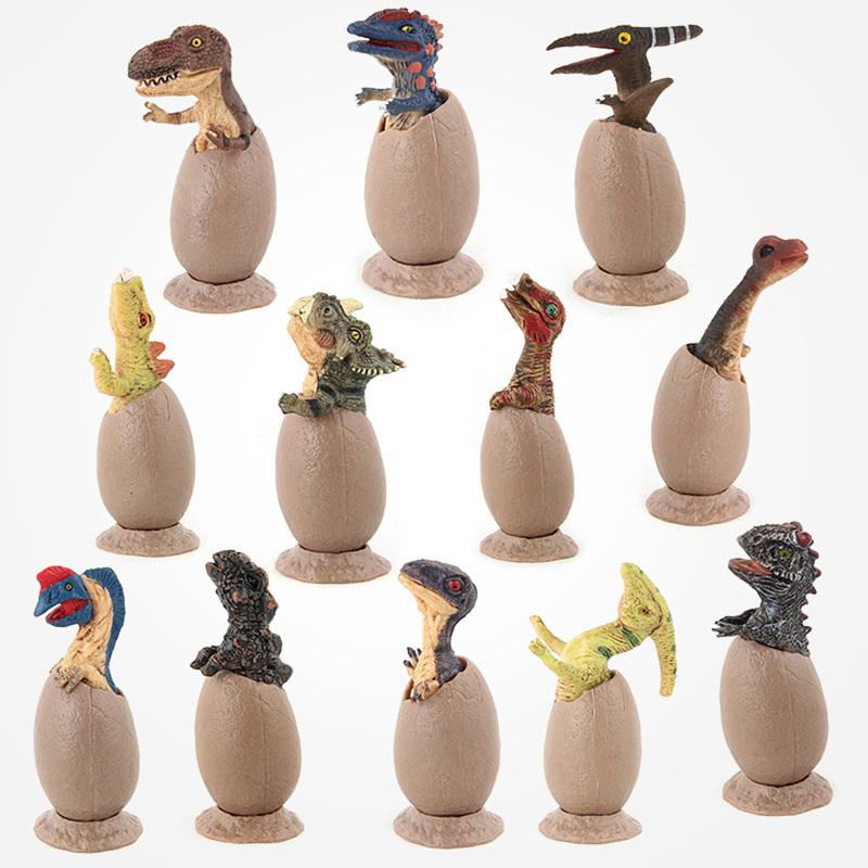 Jurassic Simulation Dinosaur Model Hatching Dinosaur Eggs Toys With Base Set Party Supplies Birthday