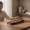 Wood Snack Tray with Glass Bowls Wooden Serving Dishes Appetizer