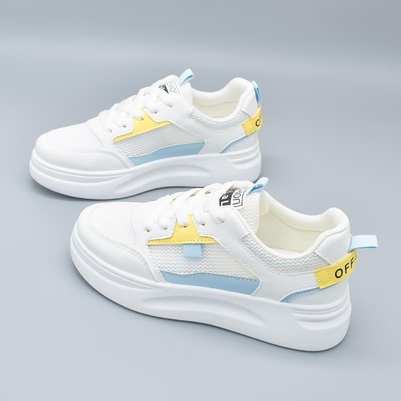

Platform white shoes women s spring and summer mesh breathable muffin heel heel heightening casual sports shoes board shoes 35 помаранчевий