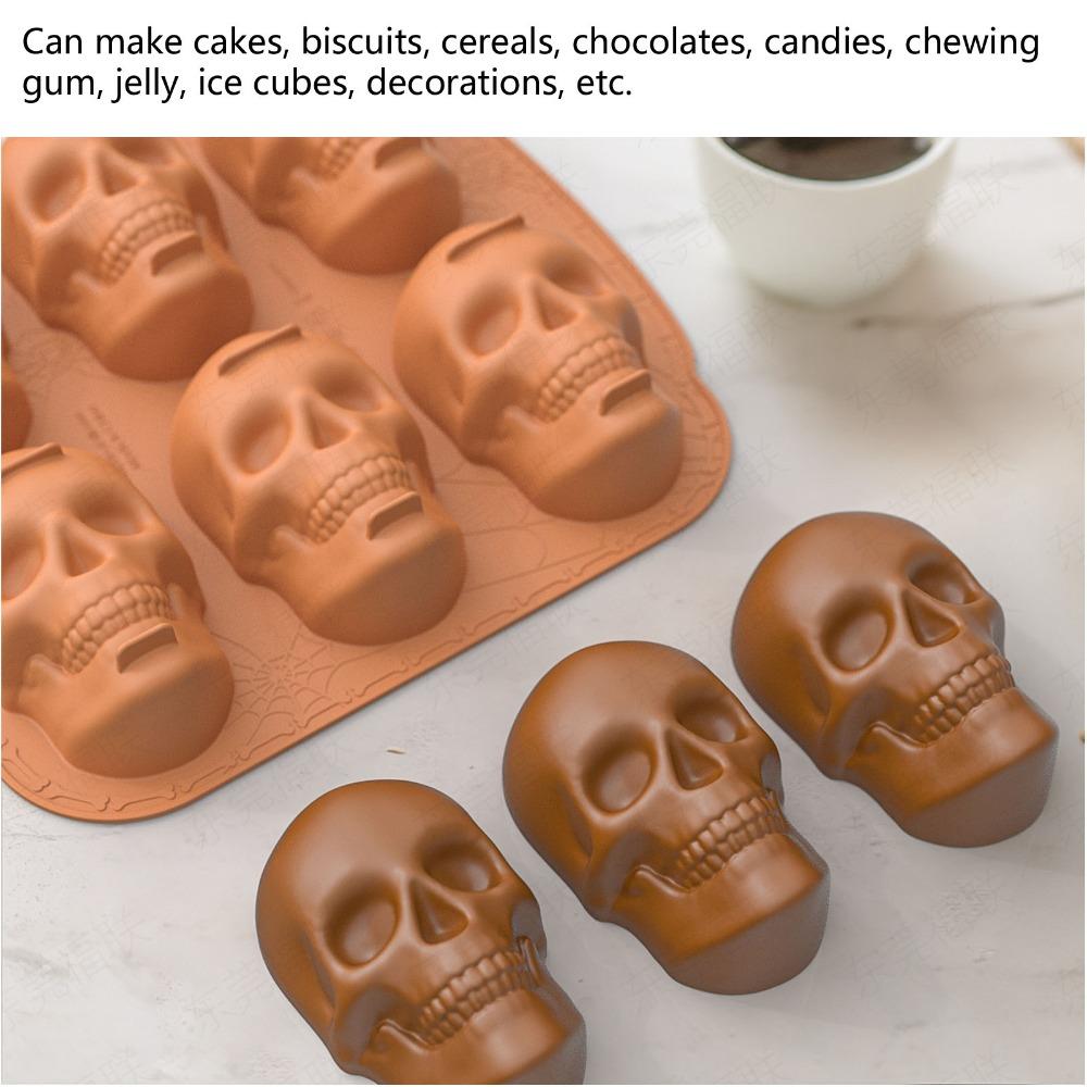 Elasticity Skeleton Head Cake Mold Food Grade Silicone Skull Baking Mold  Halloween